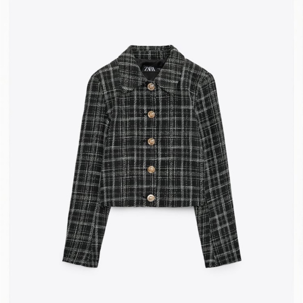 Zara Plaid Tweed Jacket